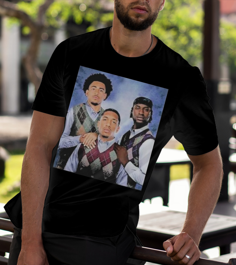 Bryce Young Chuba Hubbard Xavier Legette Vintage Argyle Sweater Step Brothers Look T-Shirt