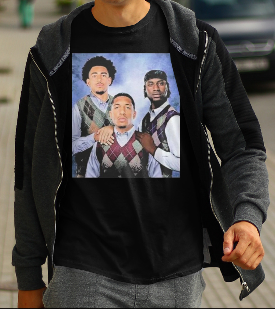 Bryce Young Chuba Hubbard Xavier Legette Vintage Argyle Sweater Step Brothers Look T-Shirt