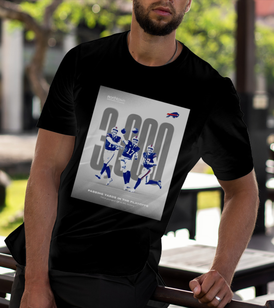 Buffalo Bills 3000 Passing Yards In The Playoffs Third-Youngest QB In NFL History T-Shirt