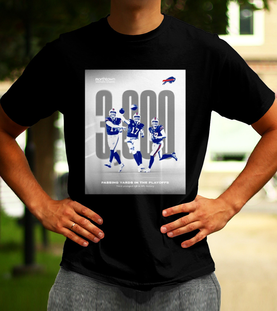 Buffalo Bills 3000 Passing Yards In The Playoffs Third-Youngest QB In NFL History T-Shirt