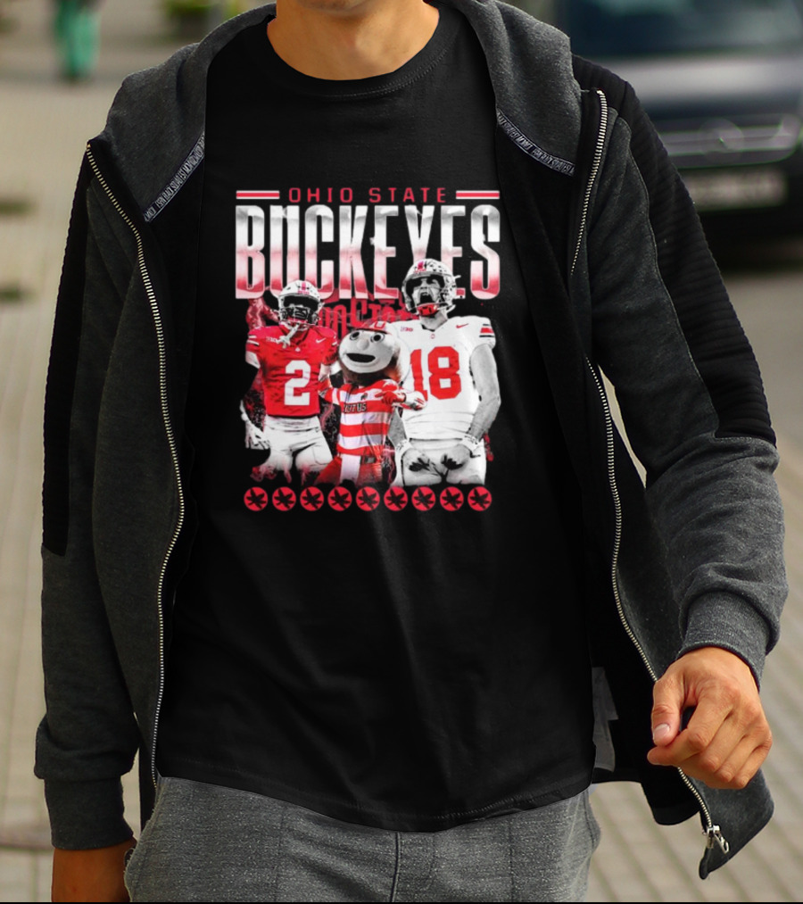 Caleb Downs X Will Howard Ohio State Buckeyes Mascot Graphic T-Shirt