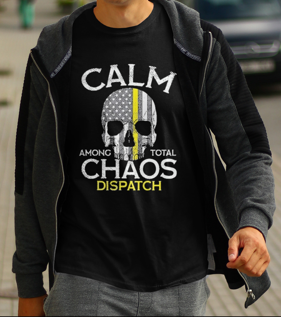 Calm Among Total Chaos 911 Dispatcher Us Flag T-Shirt
