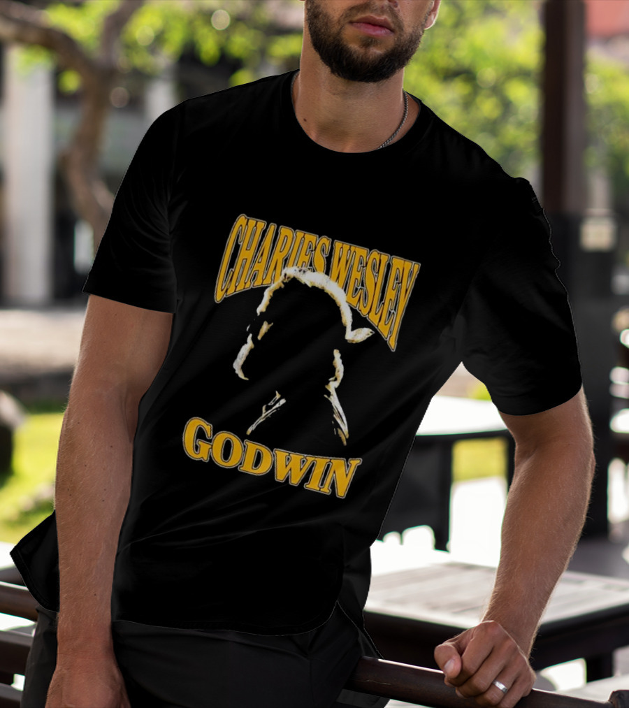 Charles Wesley Godwin CWG Silhouette Bold Yellow Text T-Shirt