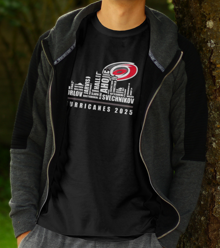 Carolina Hurricanes 2025 Players Names City Skyline T-Shirt