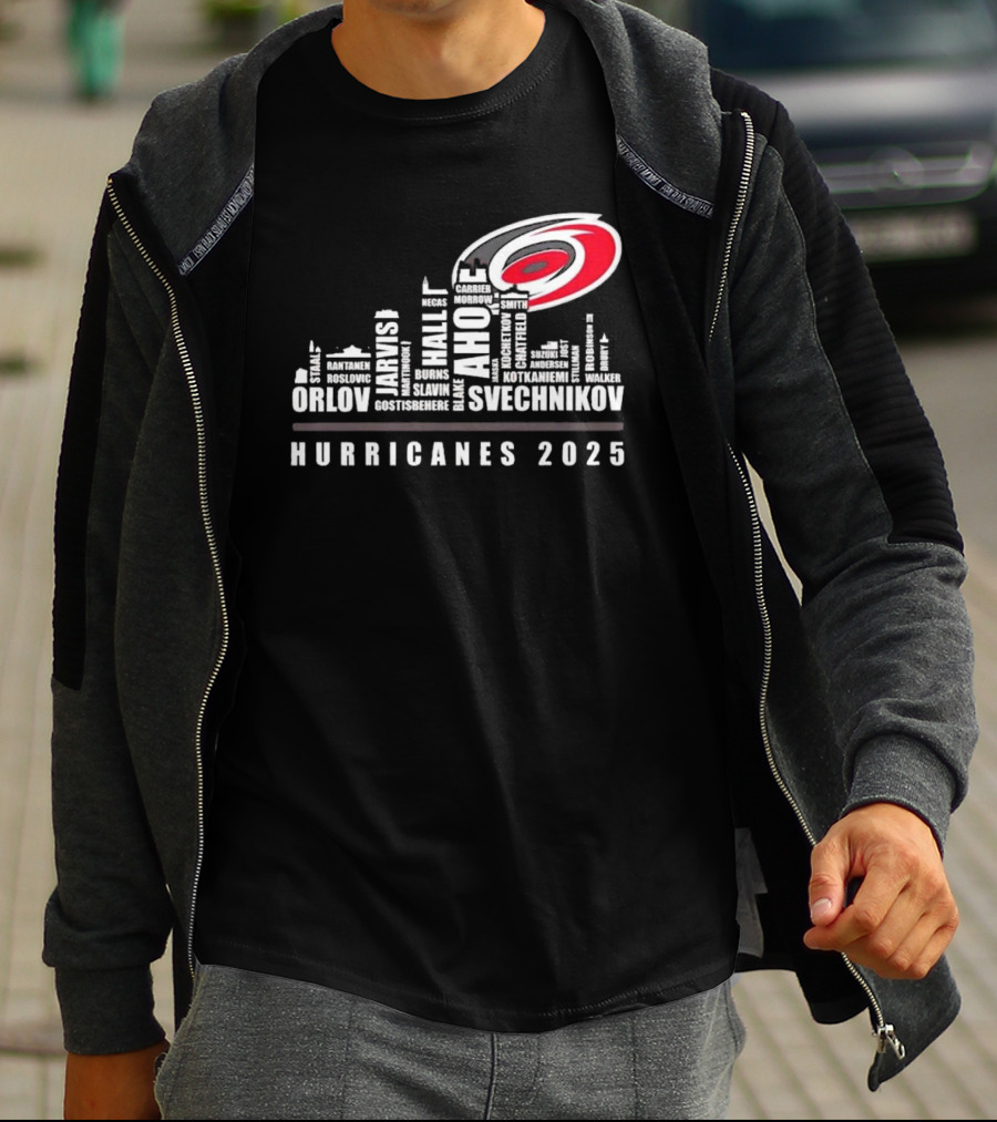 Carolina Hurricanes 2025 Players Names City Skyline T-Shirt