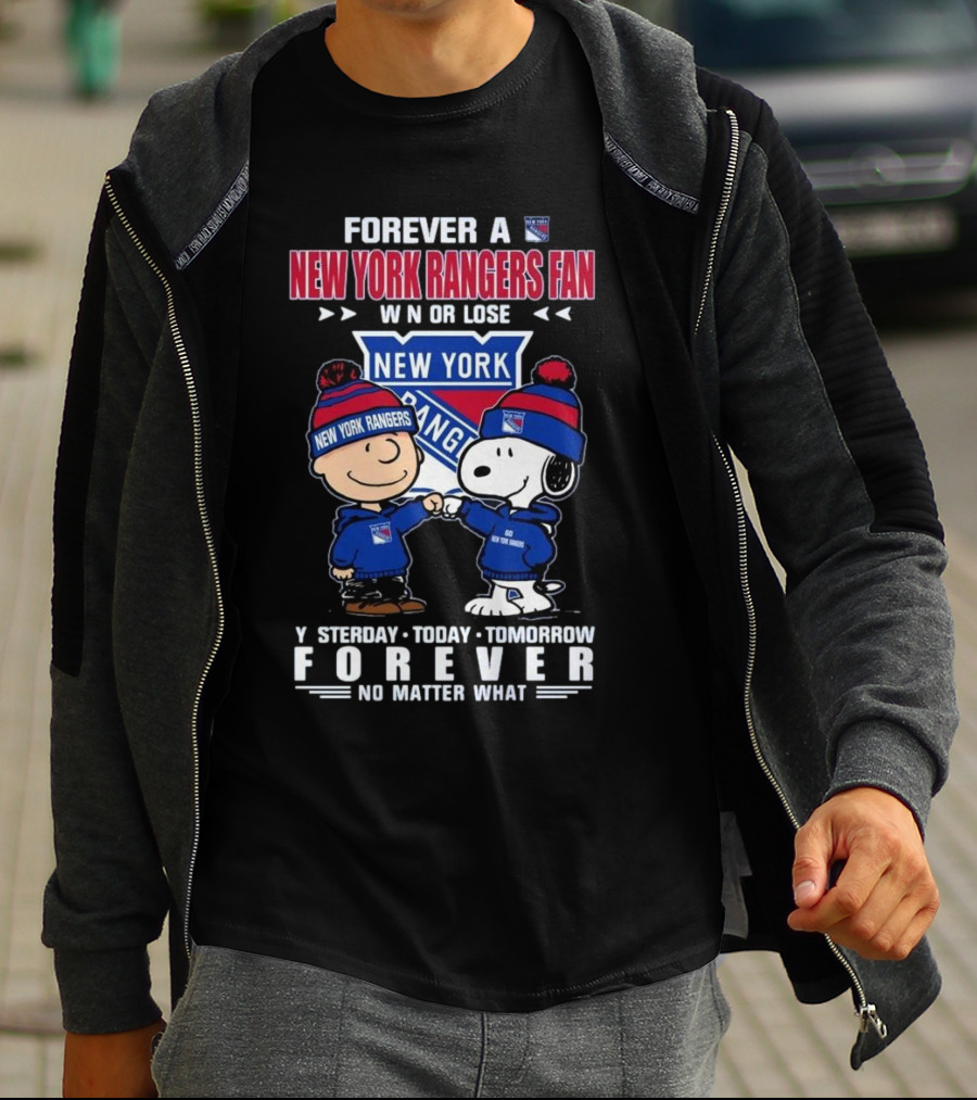 Charlie Brown And Snoopy Forever A New York Rangers Fan Win Or Lose Yesterday Today Tomorrow Forever T-Shirt