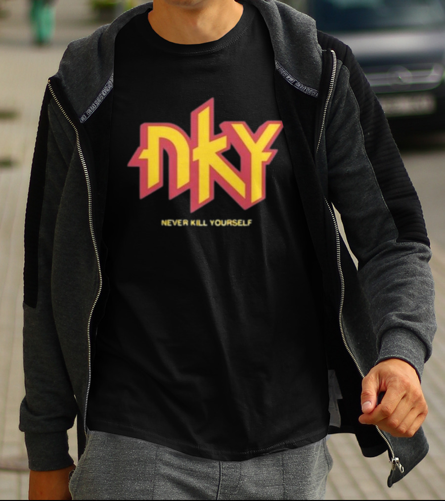 Christopher M Lafon Wearing Nyk Never Kill Yourself T-Shirt