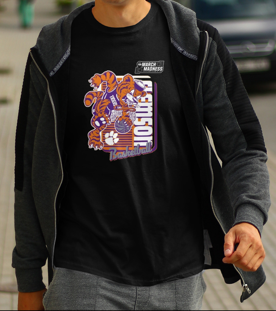 Clemson Basketball March Madness Dunking Tiger Mascot T-Shirt