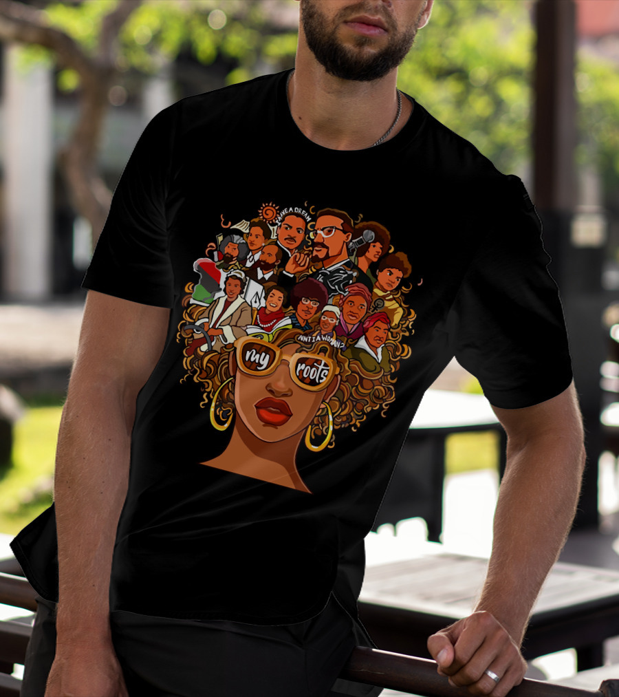 My Roots Icons With Cultural Heritage Faces And Bold Hair T-Shirt