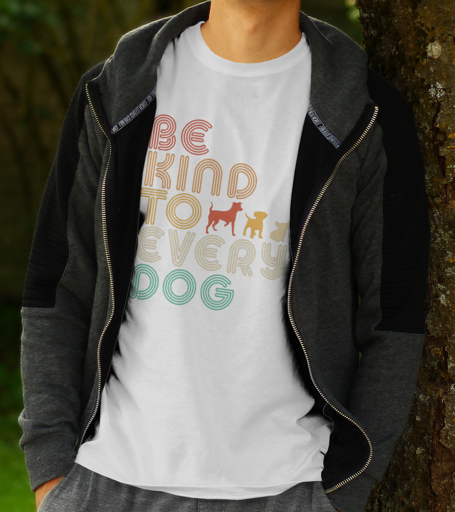 Be Kind To Every Dog In Retro Style With Colorful Canine T-Shirt