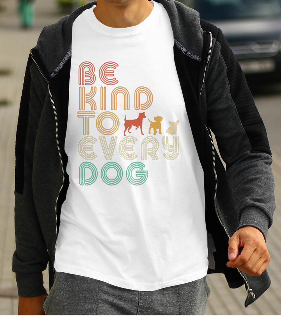 Be Kind To Every Dog In Retro Style With Colorful Canine T-Shirt