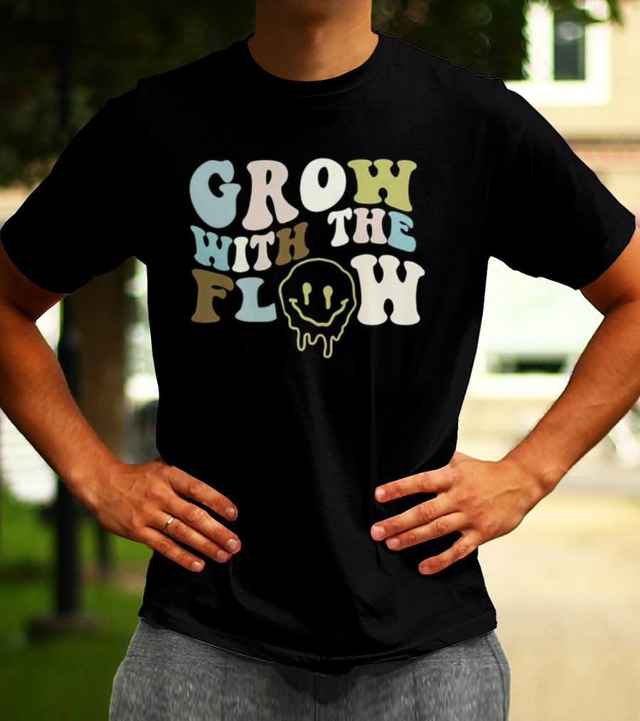 Grow With The Flow Boho Peace Smiley Face T-Shirt