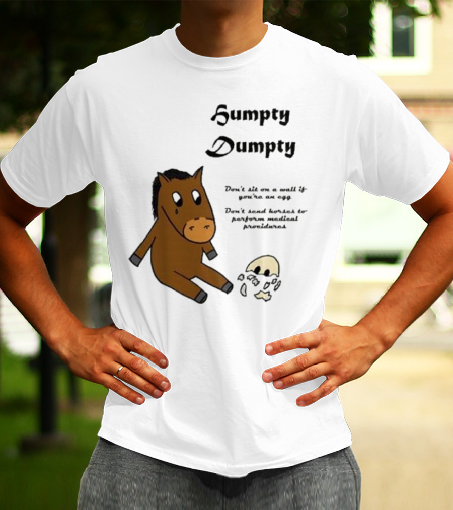 Humpty Dumpty Don't Sit On A Wall If You're An Egg Don't Send Horses For Medical Procedures T-Shirt