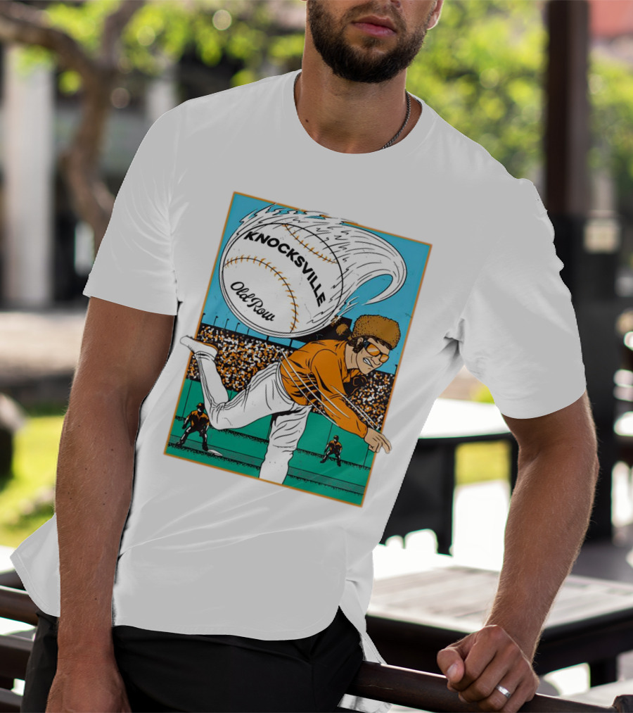 Knocksville Old Row Baseball Pitcher With Swirling Fastball And Spectator Crowd T-Shirt