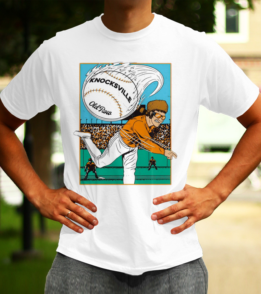 Knocksville Old Row Baseball Pitcher With Swirling Fastball And Spectator Crowd T-Shirt