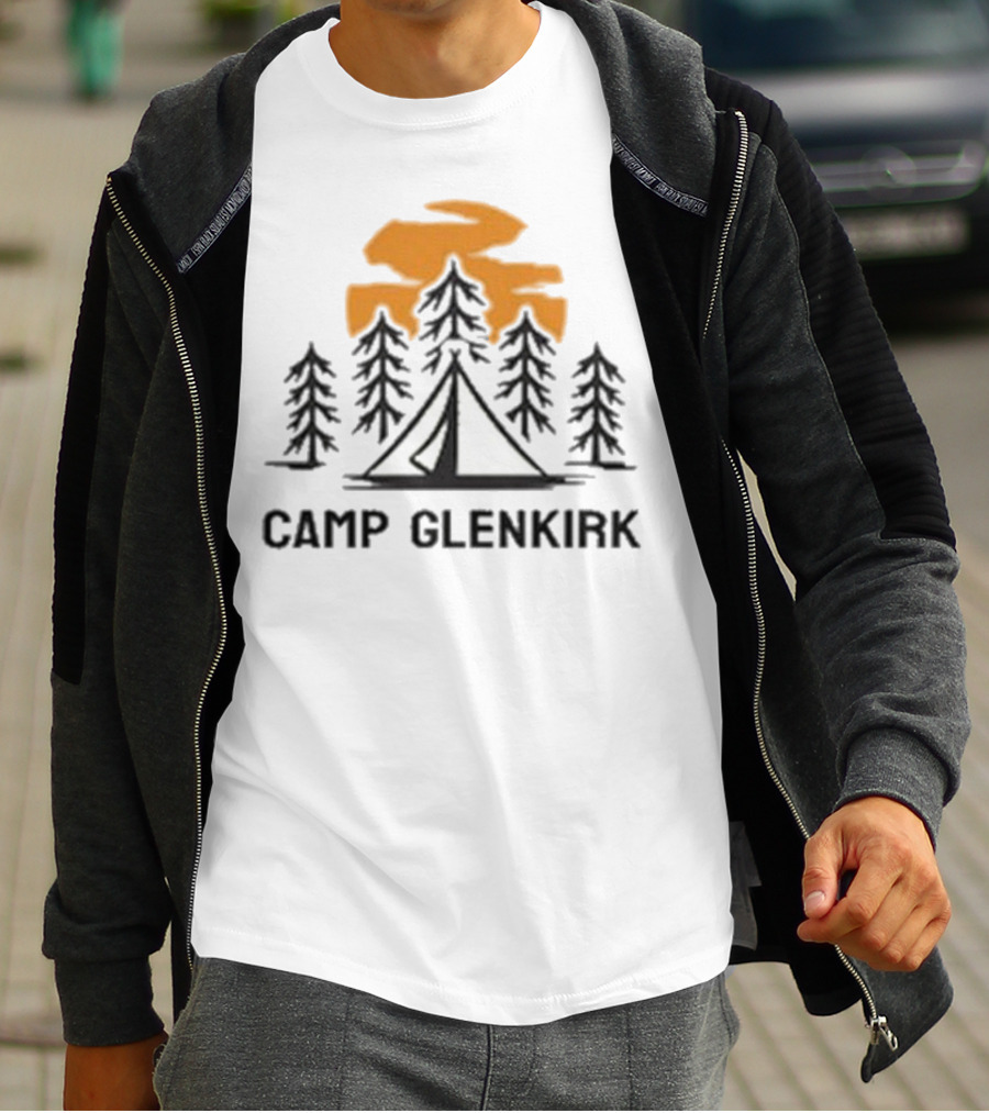 Camp Glenkirk Scenic Tent And Forest Sunset T-Shirt