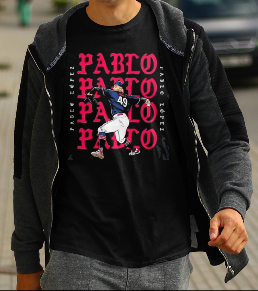 49 Pablo López Minnesota Twins Pitching Action Typography T-Shirt
