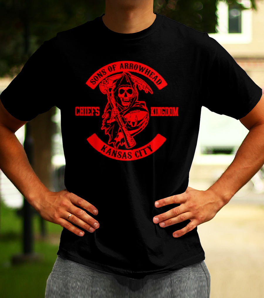 Sons Of Arrowhead Kansas City Chiefs Kingdom Grim Reaper Fan T-Shirt