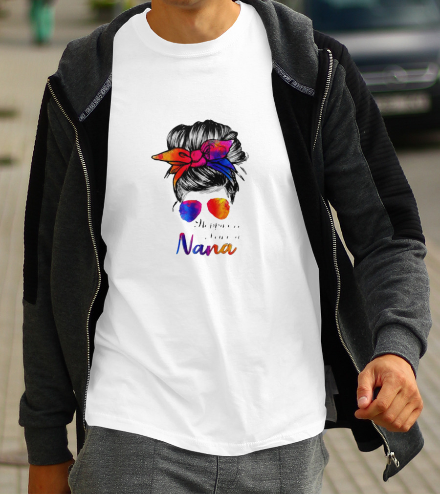 Happiness Is Being A Nana Colorful Bandana And Sunglasses T-Shirt