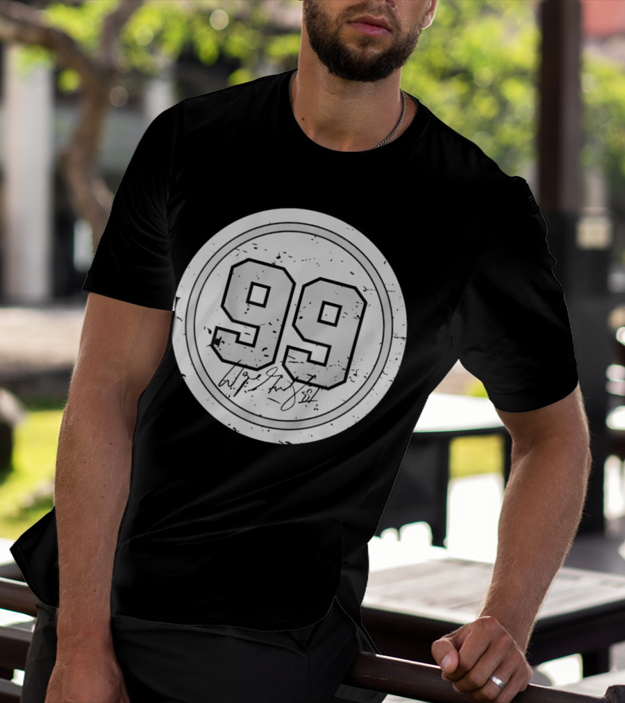 Wayne Gretzky No. 99 Circle Signature Los Angeles T-Shirt