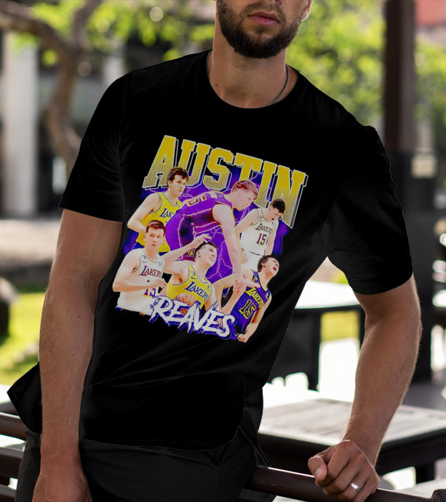 Austin Reaves Lakers Basketball Dynamic Action Collage T-Shirt