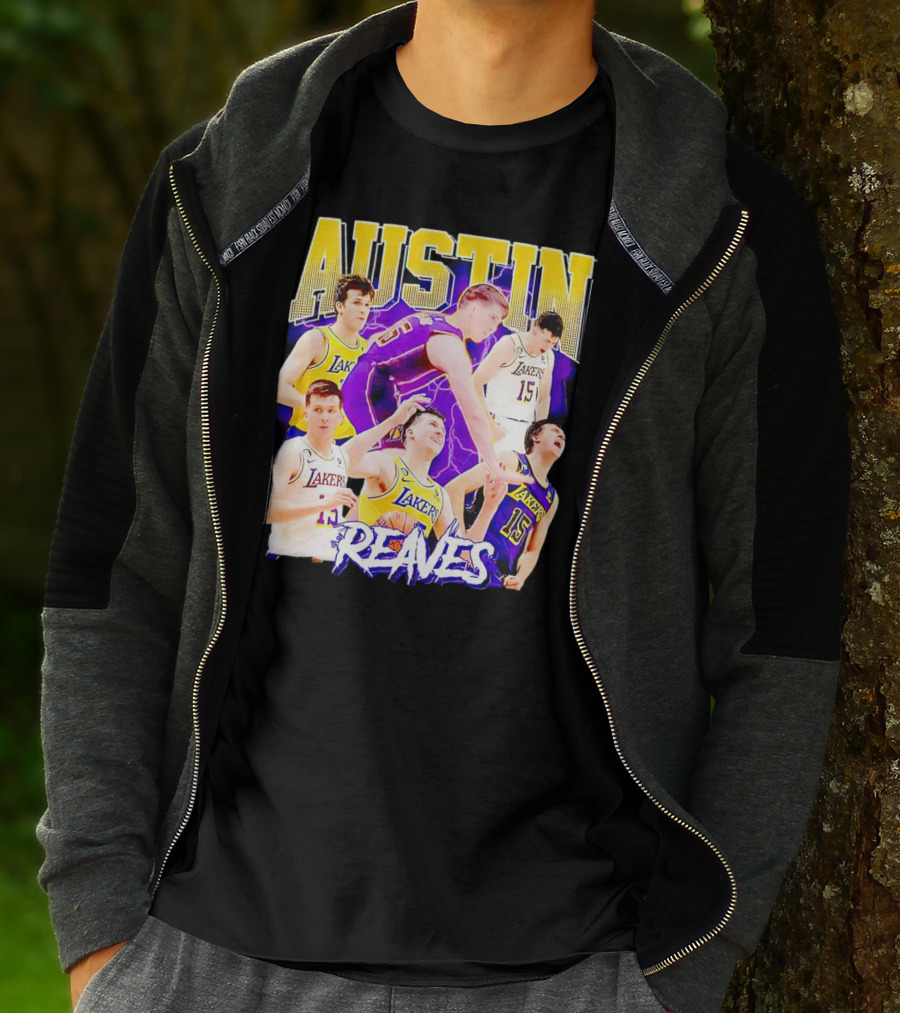 Austin Reaves Lakers Basketball Dynamic Action Collage T-Shirt