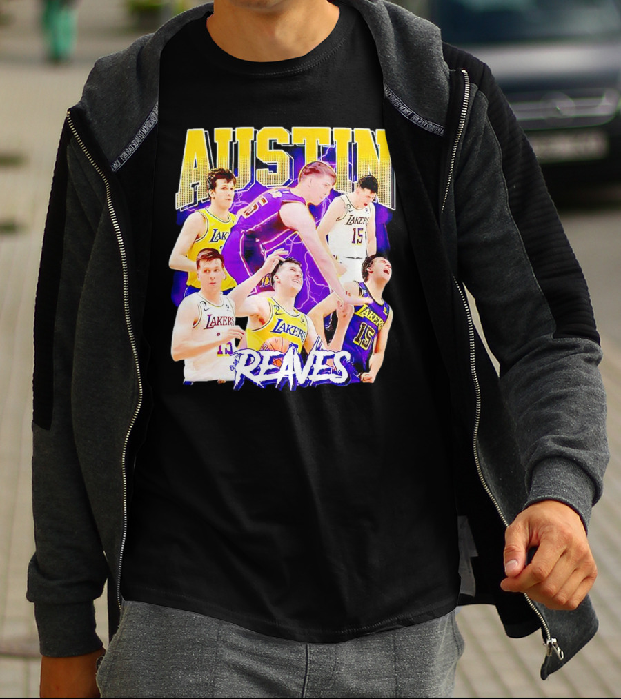 Austin Reaves Lakers Basketball Dynamic Action Collage T-Shirt