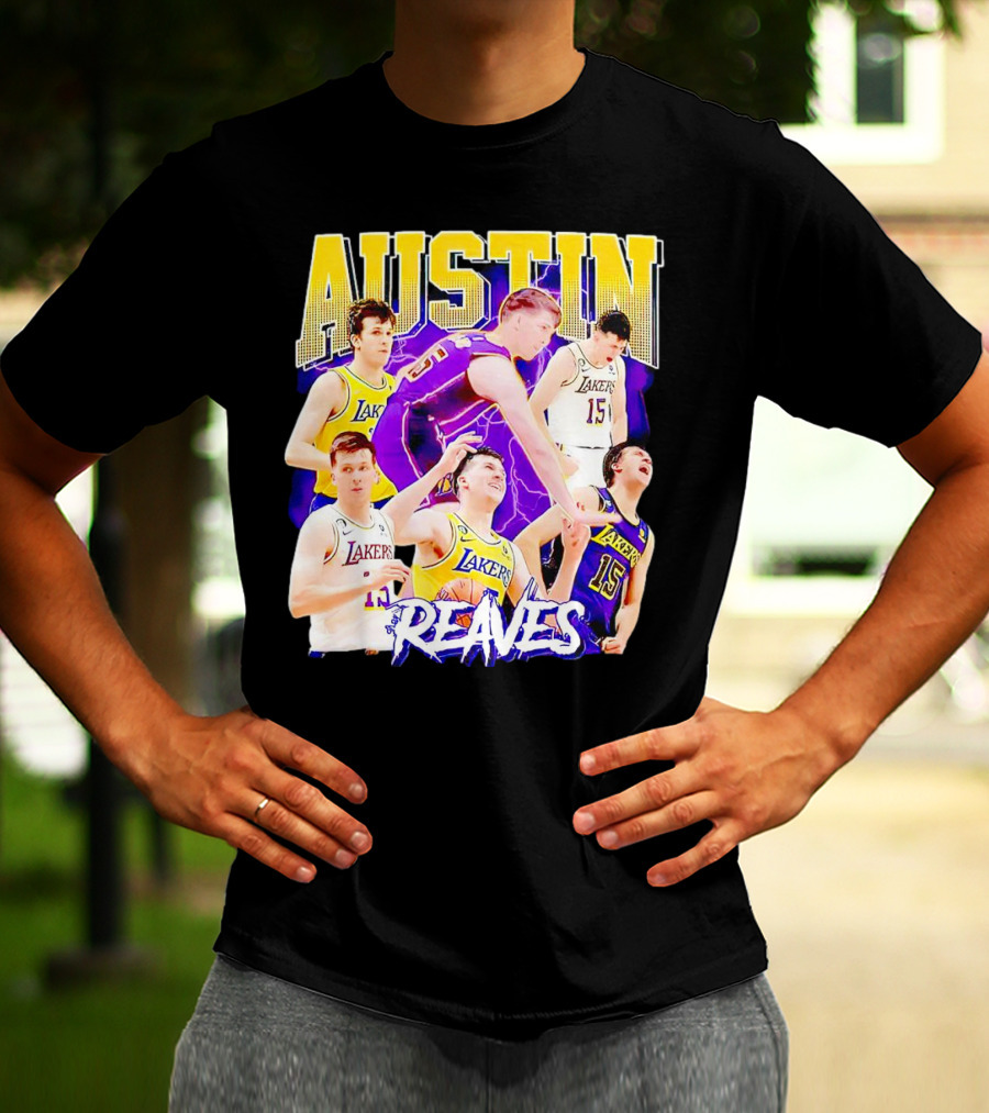 Austin Reaves Lakers Basketball Dynamic Action Collage T-Shirt