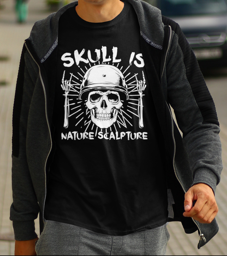 Skull Is Nature Sculpture Helmet And Bones T-Shirt