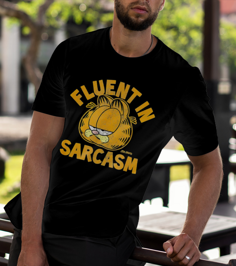 Garfield Fluent In Sarcasm Jim Davis Iconic Cat Image T-Shirt