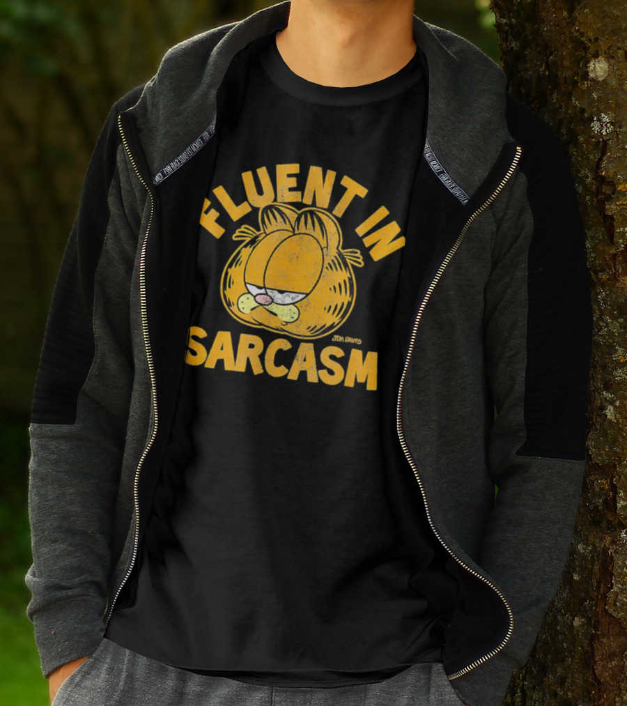 Garfield Fluent In Sarcasm Jim Davis Iconic Cat Image T-Shirt