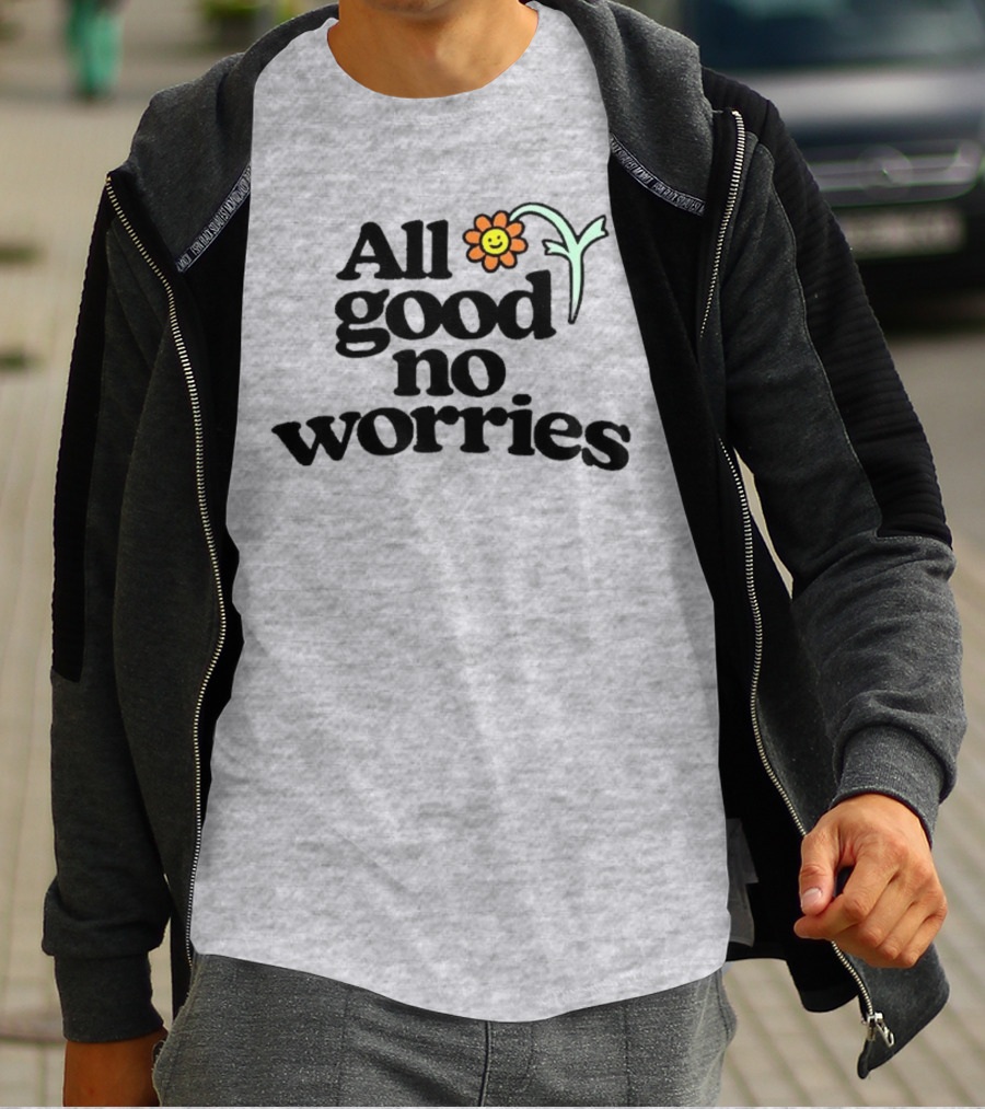 All Good No Worries Smiley Face Flower T-Shirt
