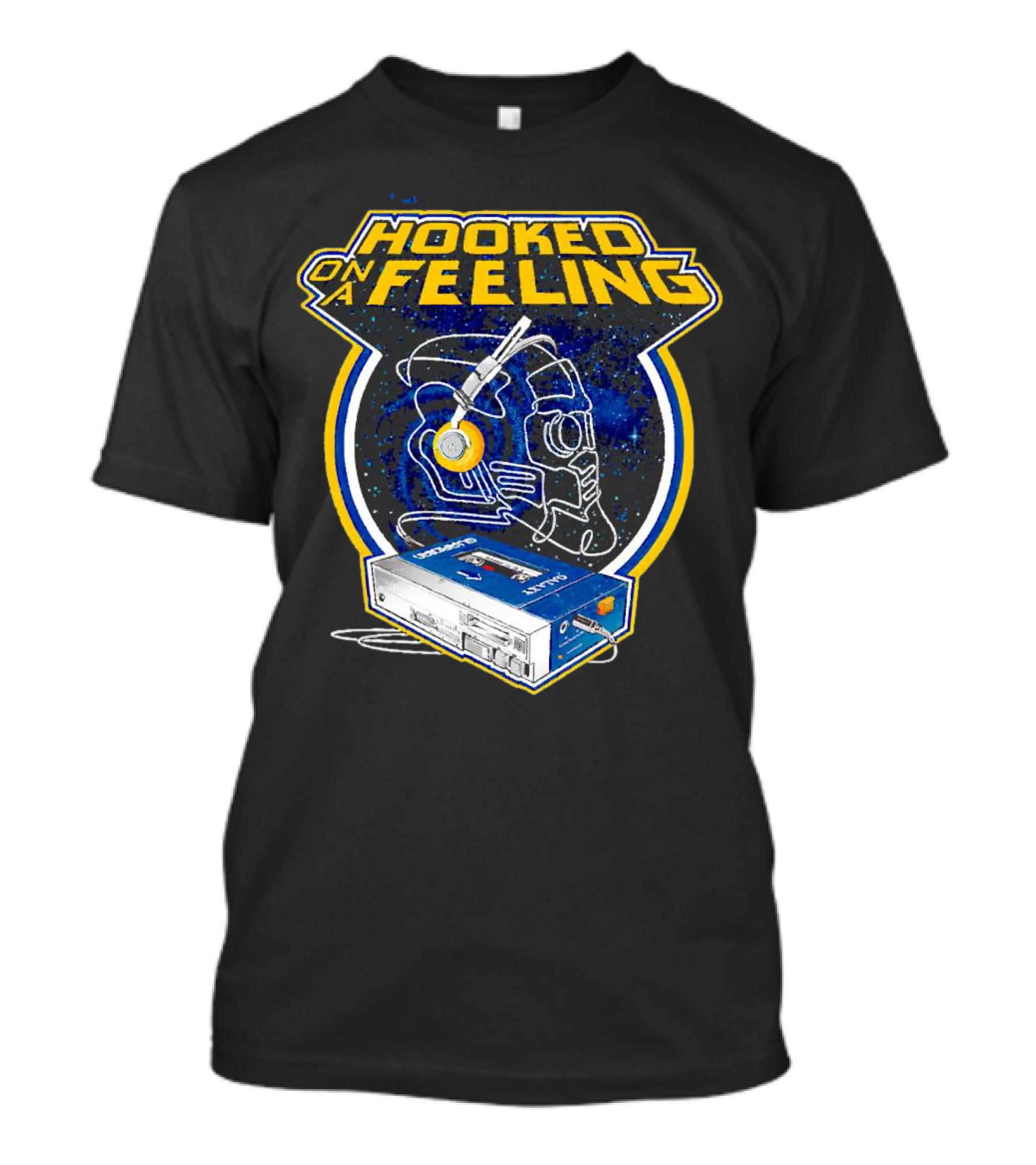 Hooked On A Feeling Cassette Tape And Headphones Space T-Shirt