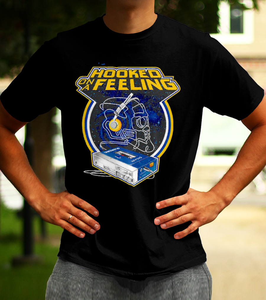 Hooked On A Feeling Cassette Tape And Headphones Space T-Shirt