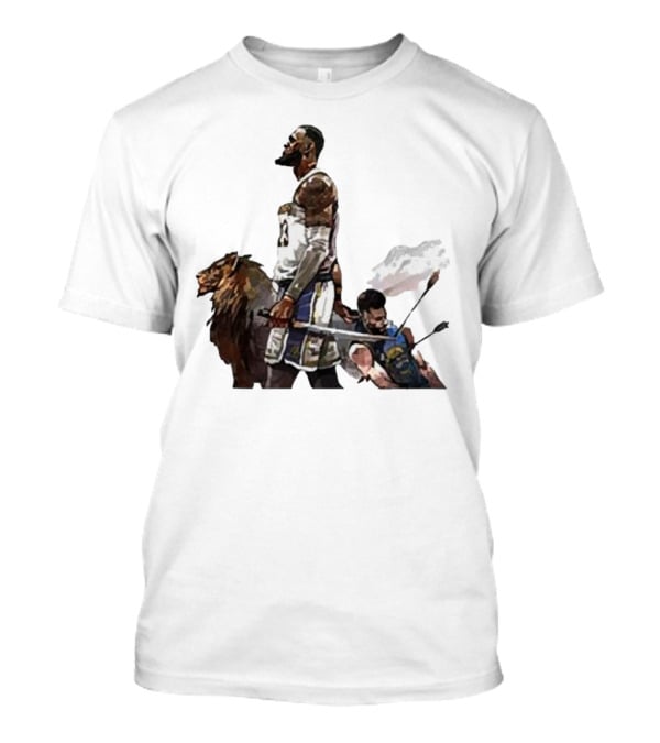 Lebron James Riding Lion Defeats Stephen Curry In Warrior Duel T-Shirt