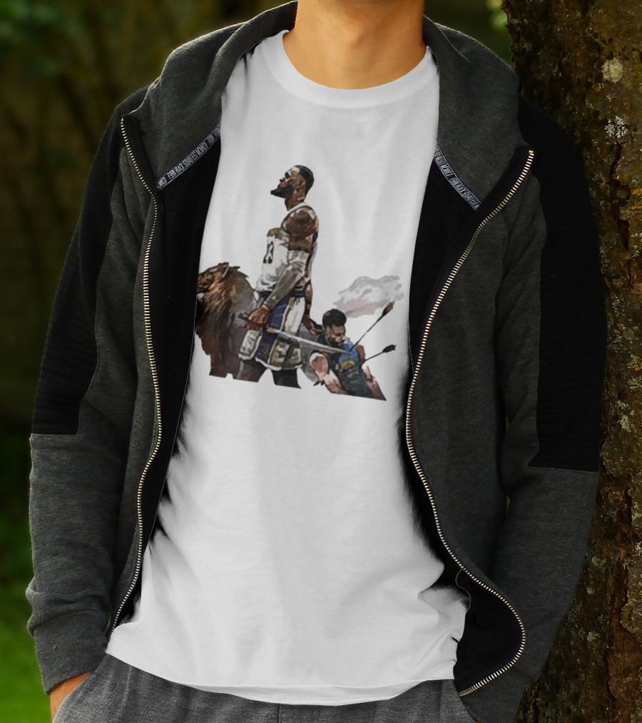 Lebron James Riding Lion Defeats Stephen Curry In Warrior Duel T-Shirt