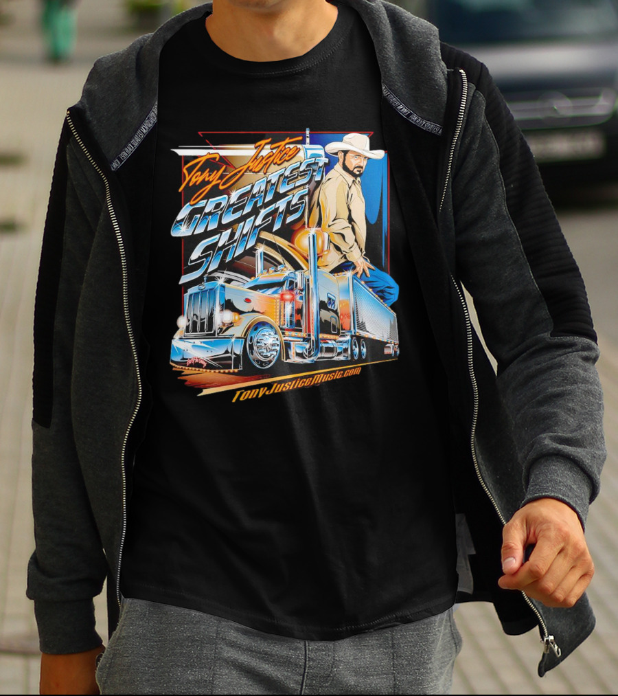 Tony Justice Music Greatest Shifts Trucking Art Cowboy T-Shirt