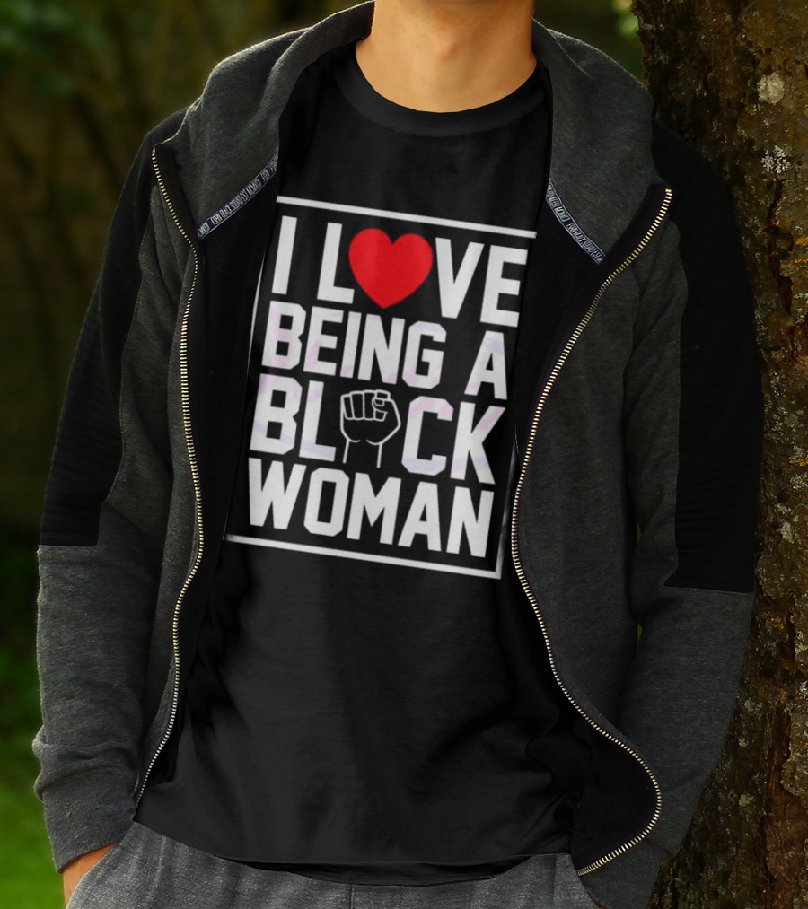 I Love Heart Being A Black Woman With Raised Fist T-Shirt