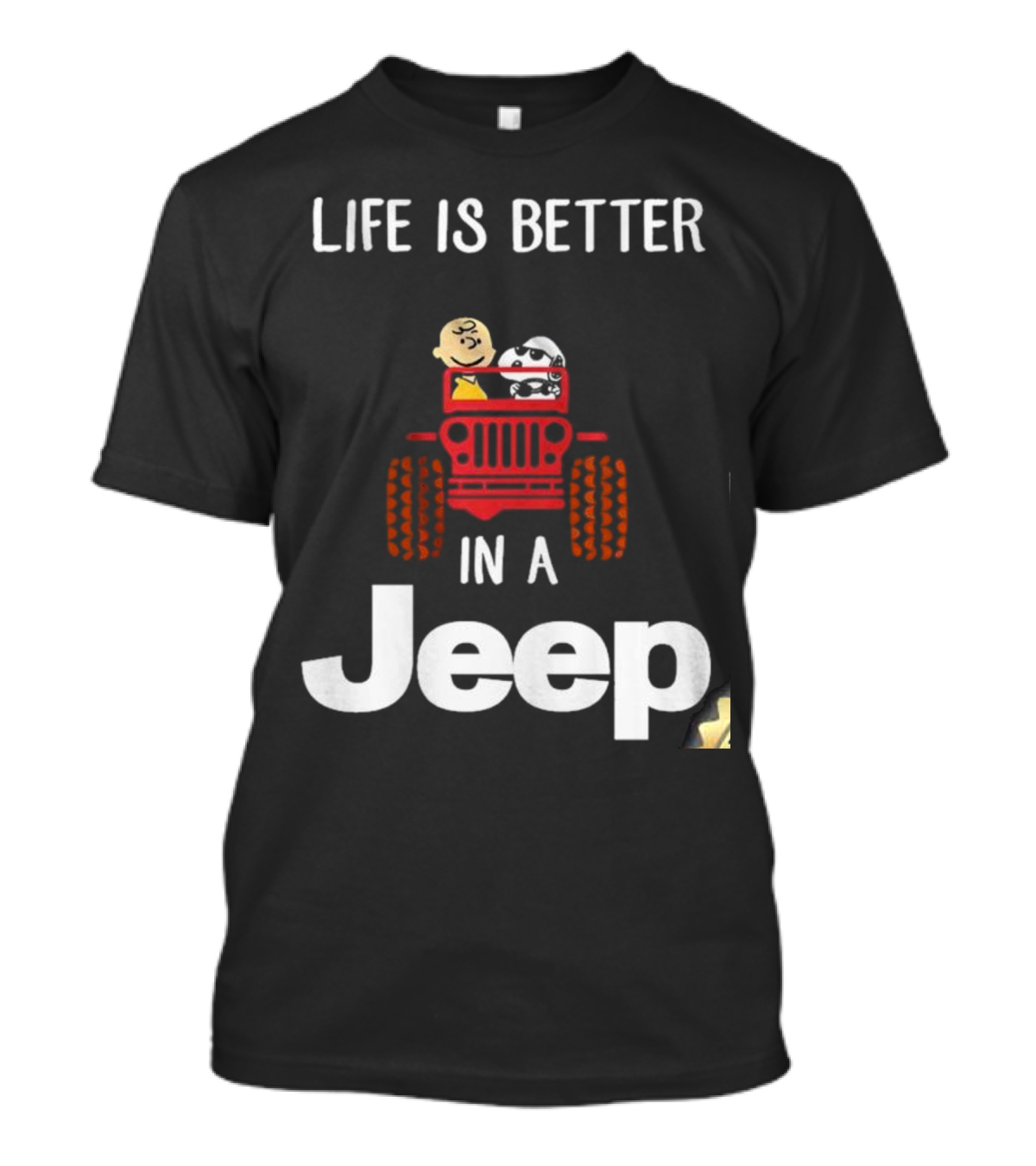 Life Is Better With Snoopy And Charlie Brown Cruising In A Jeep T-Shirt