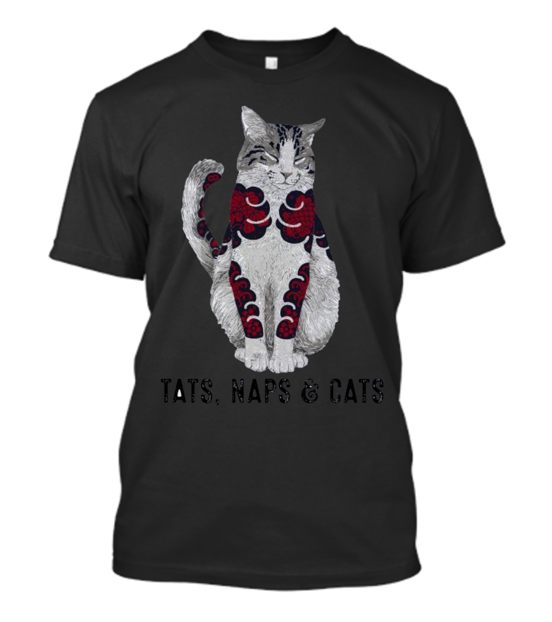 Tats Naps And Cats Inked Feline Charm T-Shirt