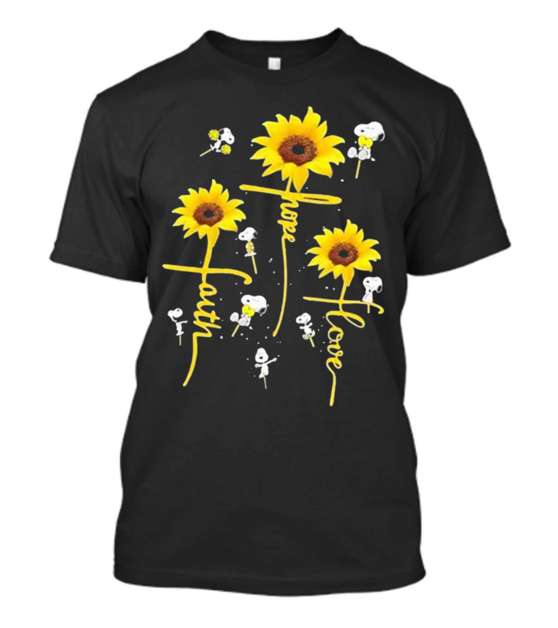 Snoopy Sunflowers Hope Faith Love T-Shirt