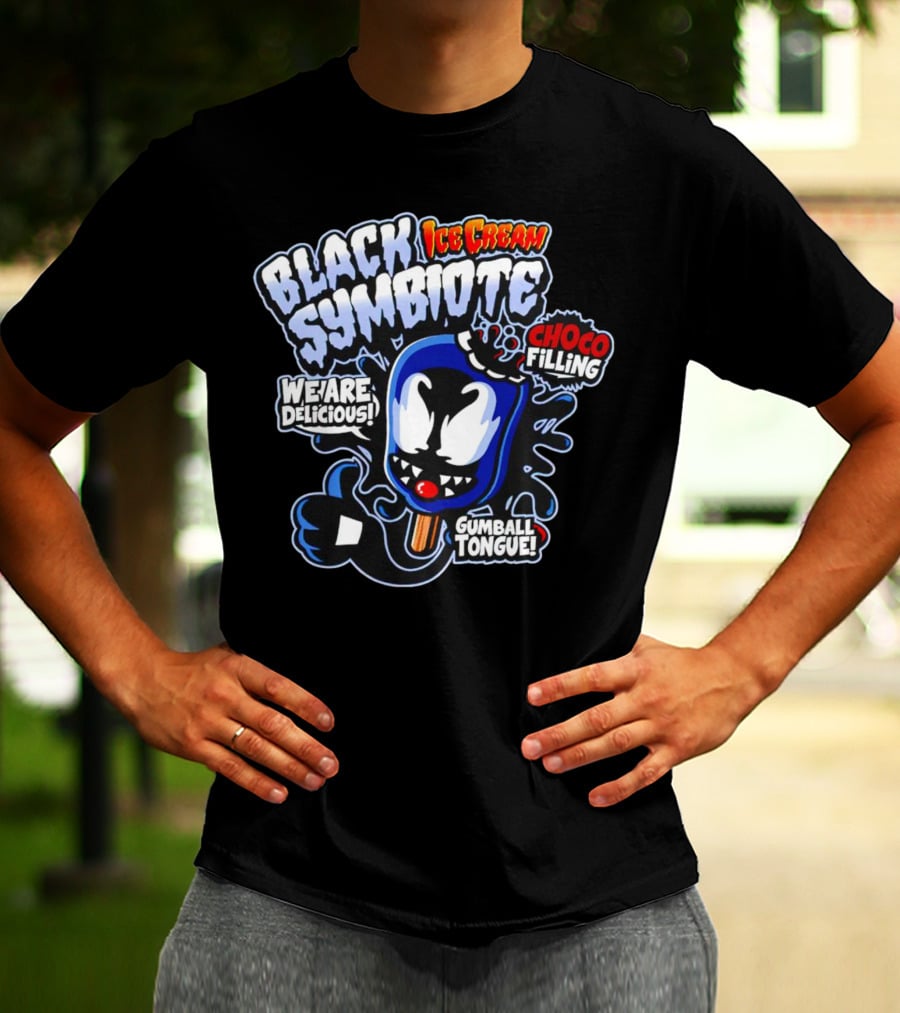 Black Symbiote Ice Cream Choco Filling Gumball Tongue We Are Delicious T-Shirt