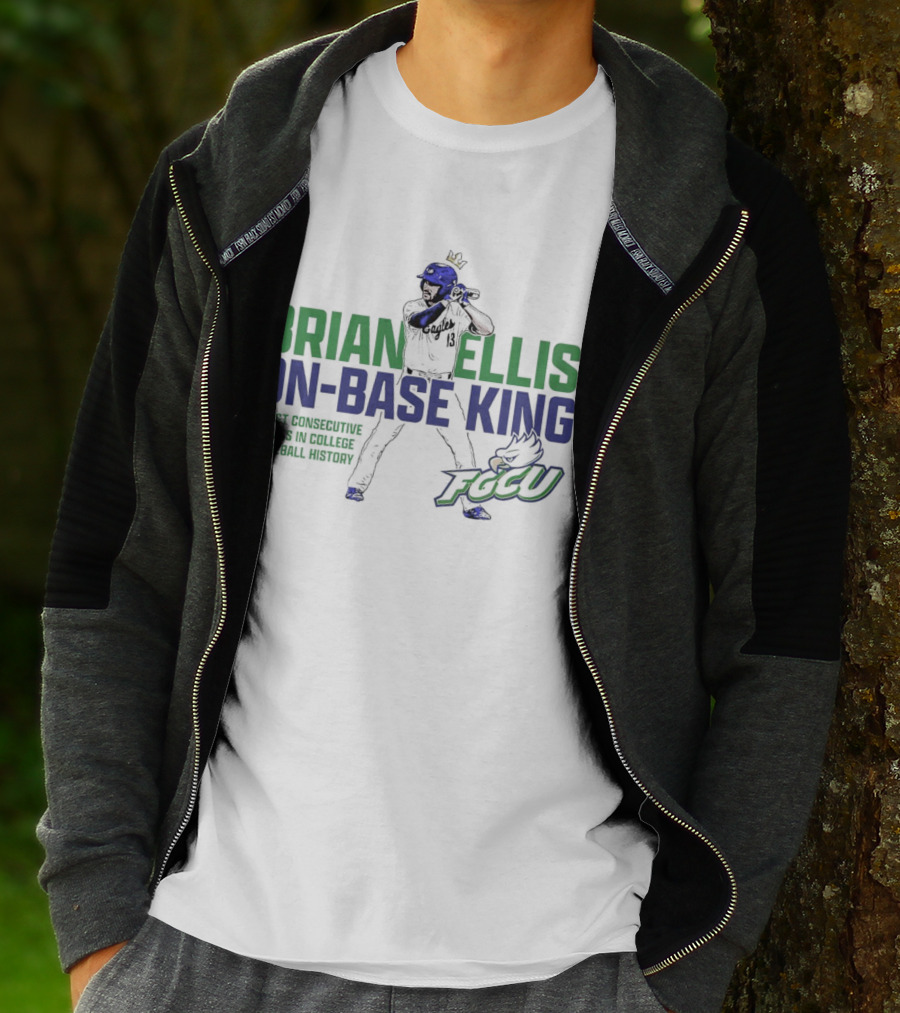 Brian Ellis On-Base King FGCU Eagles Most Consecutive Games In College Baseball History T-Shirt