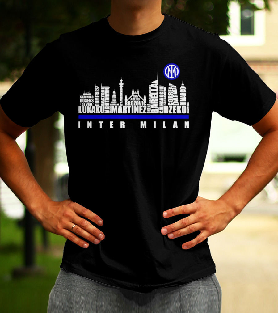 Edizione Limitata Inter Milan Team Skyline Lukaku Martinez Barella Dzeko Brozovic T-Shirt