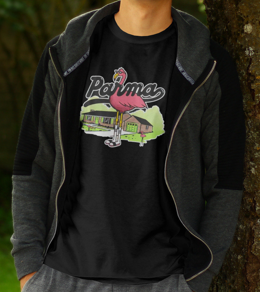 Parma Flamingo In Suburban Neighborhood Scene T-Shirt