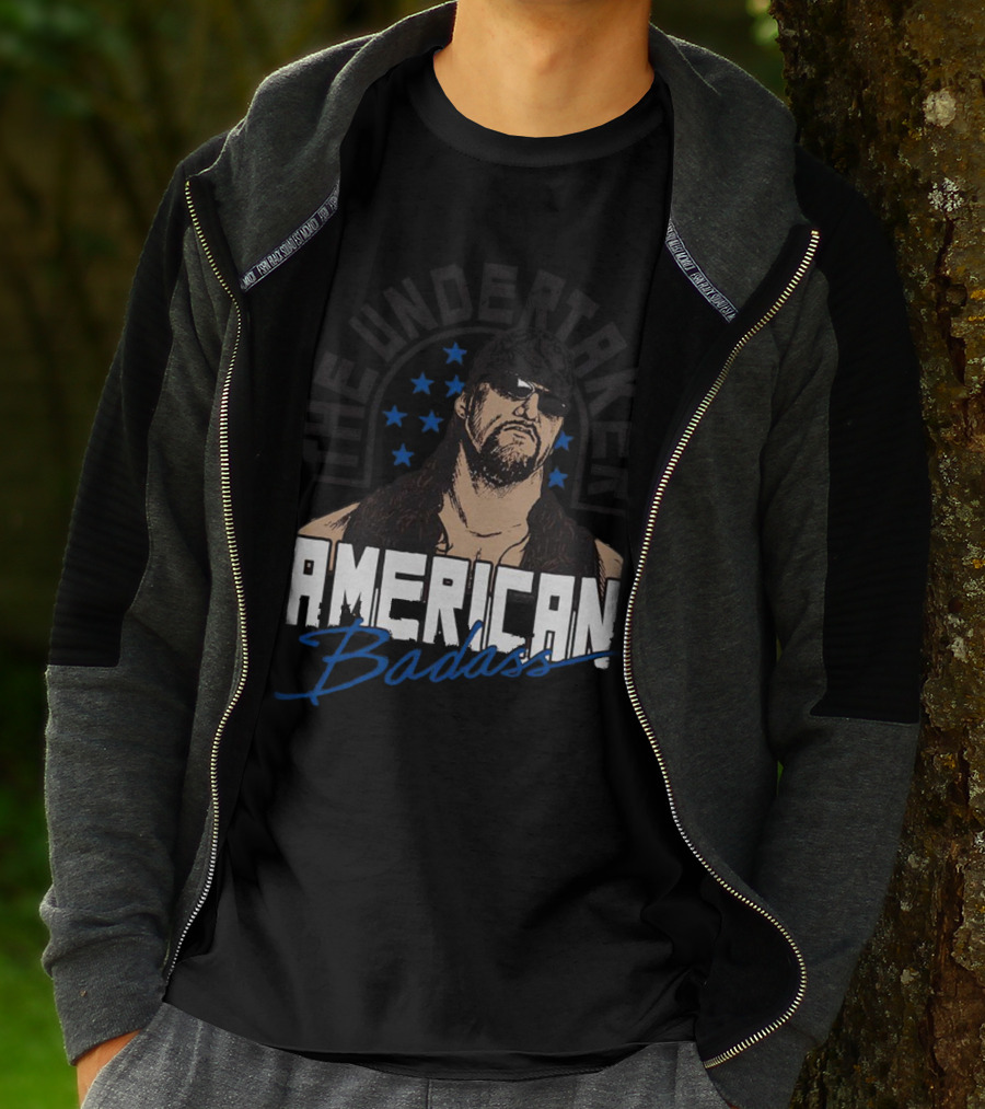 The Undertaker American Badass Stars Sunglasses Long Hair T-Shirt