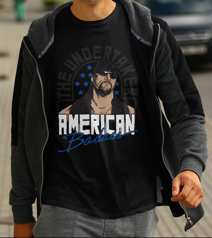 The Undertaker American Badass Stars Sunglasses Long Hair T-Shirt