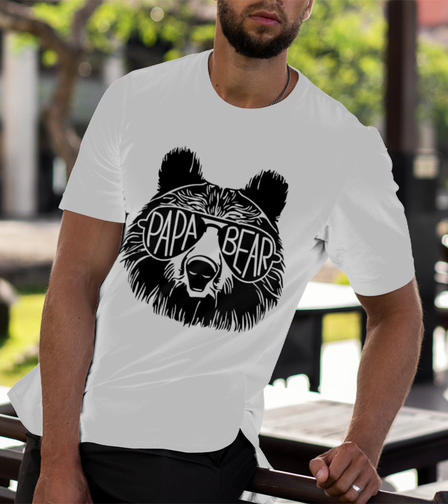Papa Bear Sunglasses Cool Bear Head T-Shirt