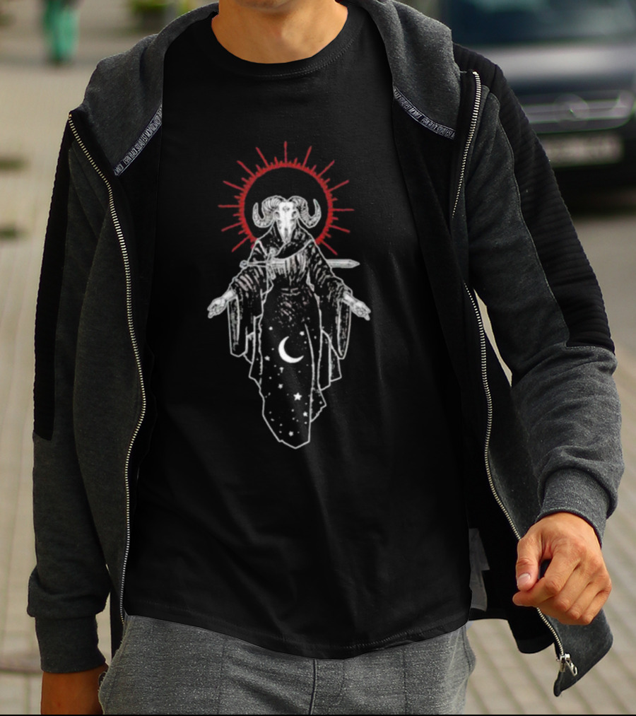 Micah Ulrich The Queen Of Swords Tarot Symbolism Ram Skull Celestial T-Shirt