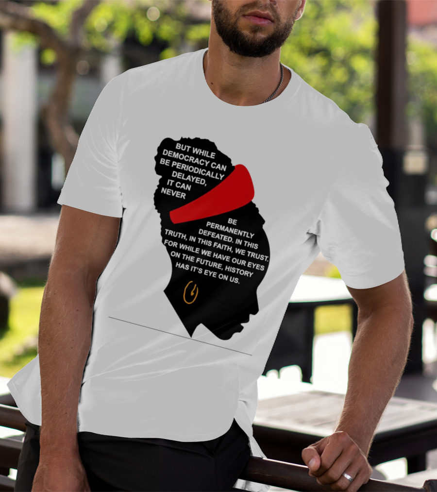 Amanda Gorman Democracy Periodically Delayed Never Permanently Defeated Silhouette With Red Headband T-Shirt